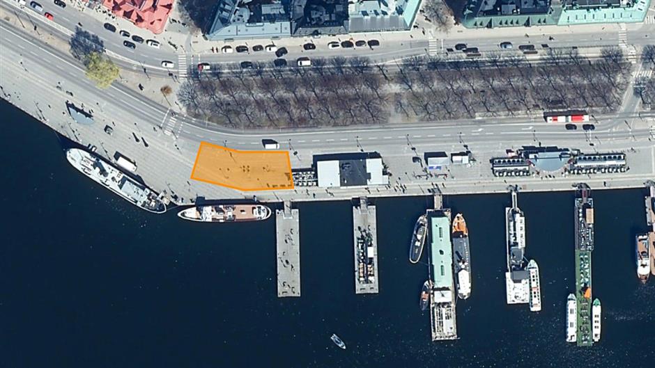 Karta över berört område på Strandvägskajen